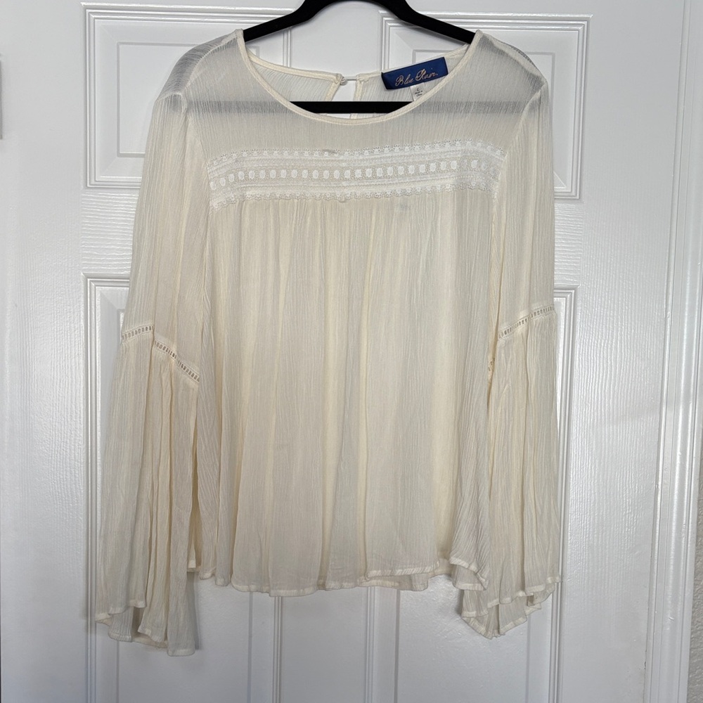 Blue Rain Cream Sheer Blouse